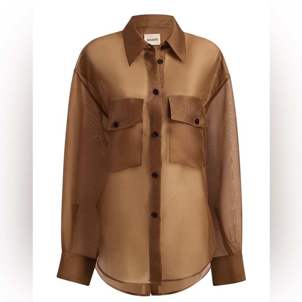 Khaite Mahmet Silk Shirt, S, Toffee